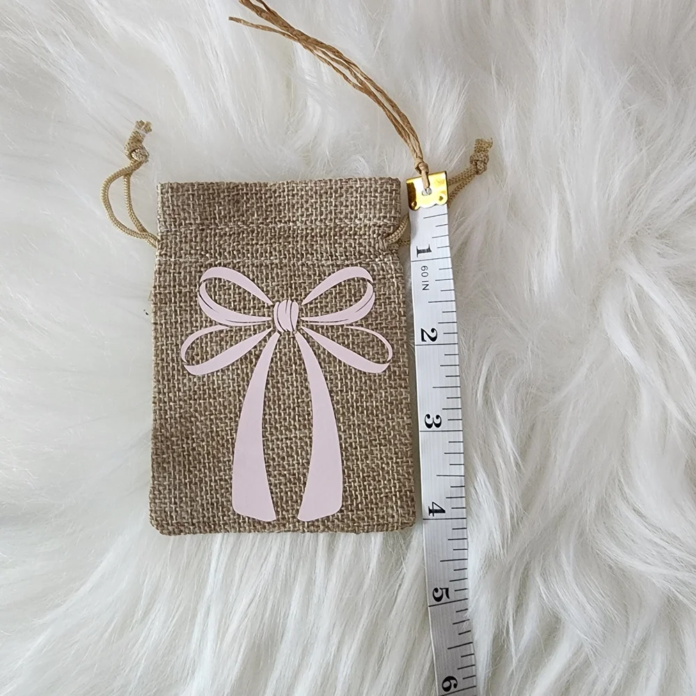 Gift Jewely Treat Bags with Pink Bows Ribbons Set
